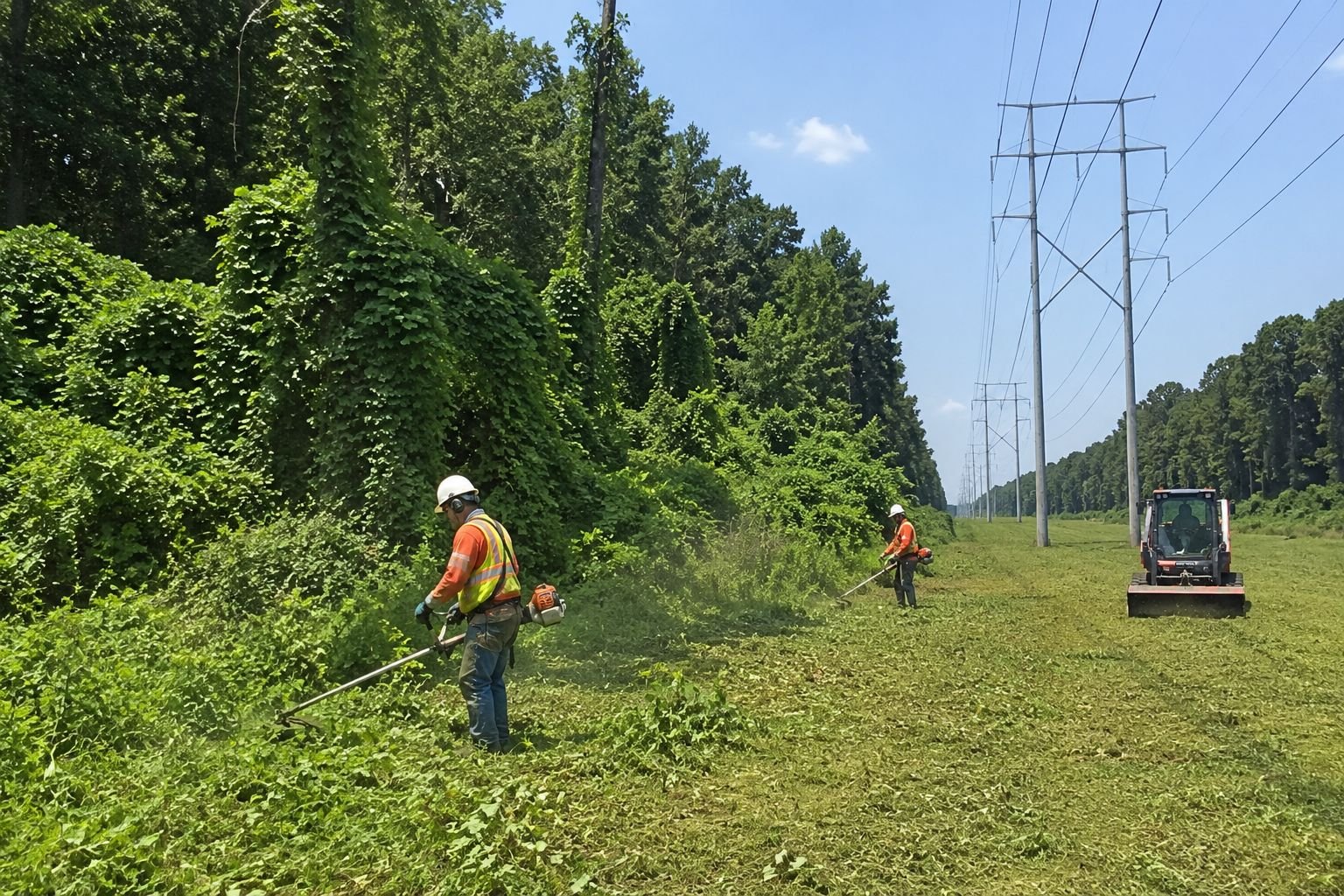 Mowing along a utility right-of-way corridor